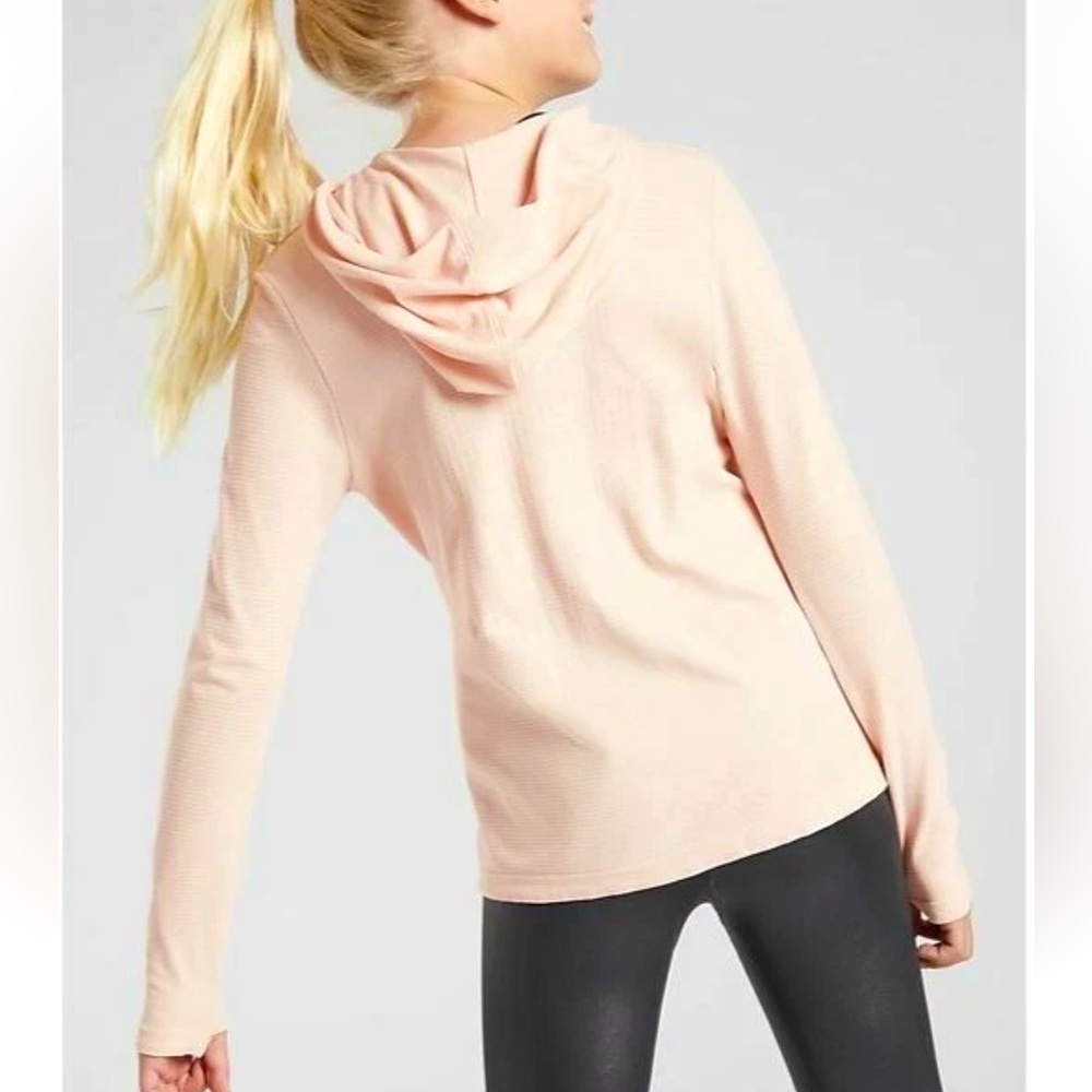 Athleta Girl Shimmer Power Up Hoodie Size L/12 Ballerina Gown Pink Lightweight